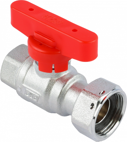Кран шаровой FAR 1/2"-3/4", ВР-накидная гайка EPDM, красн. бабочка, хром
